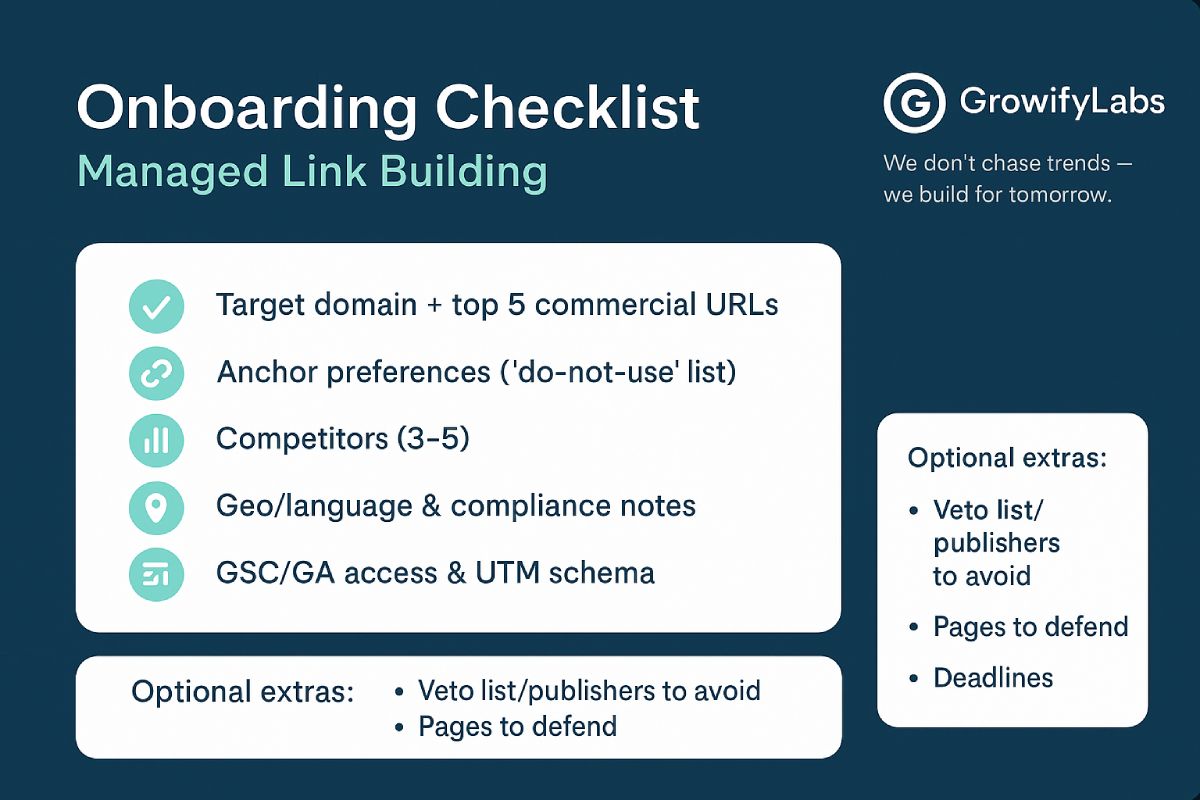 Onboarding Checklist for Managed Link Building